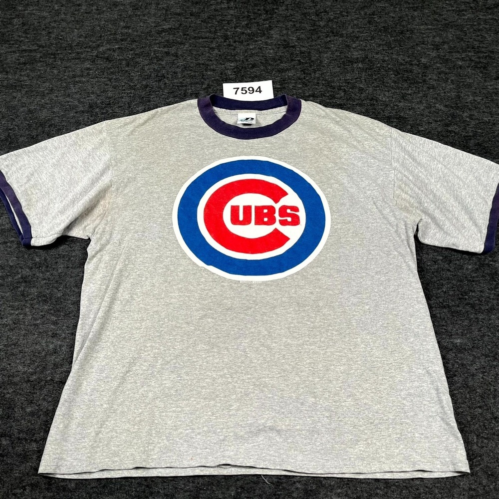 Chicago Cubs T Shirt Mens XL Gray‎ Ringer Dynasty MLB Baseball Sport Fan Wear